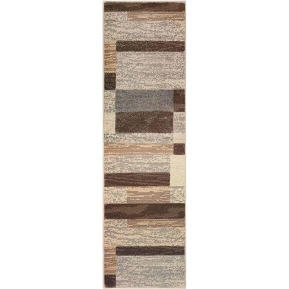 Indoor Runner RugJute BackedModern Geometric Patchwork Floor Decor for Bedroom